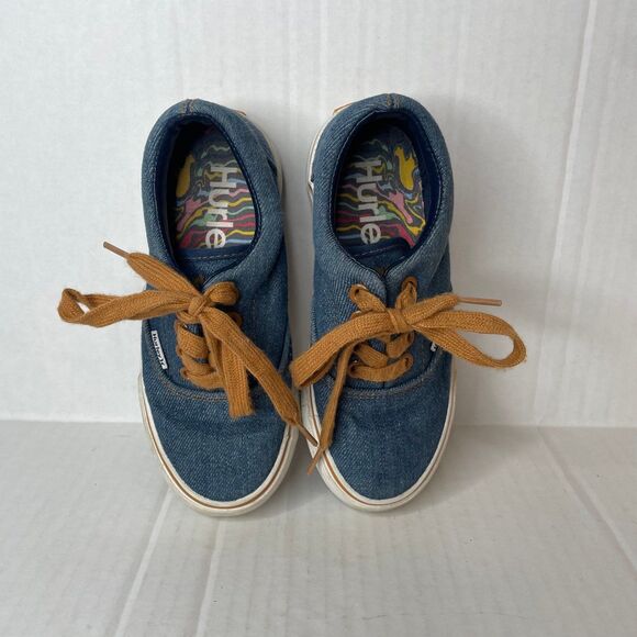 Hurley Little Kids Blue Denim Jean Lace Up Shoes Size 12 - Picture 2 of 9
